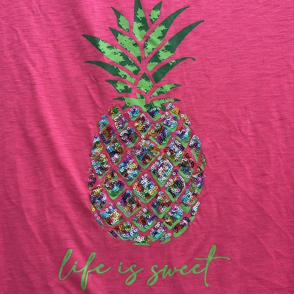 Lane Bryant Hot‎ Pink Pink Graphic Tee With Glitter Pineapple Size 14/16 - Picture 4 of 5